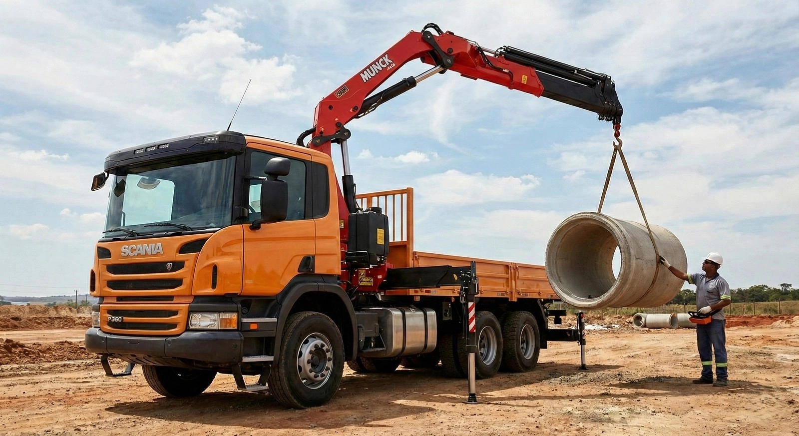 Caminhão munck para içamento, montagem e movimentação de cargas